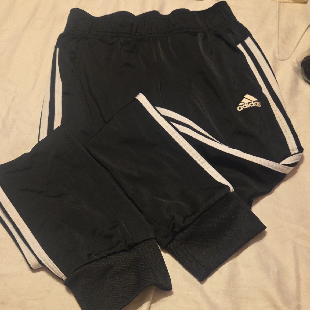 Adidas Black and White Joggers with Classic Stripes